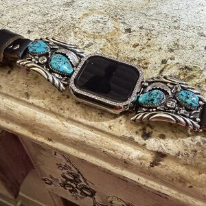 Gorgeous Native American Apple Watchband/SS/kingman Turquoise